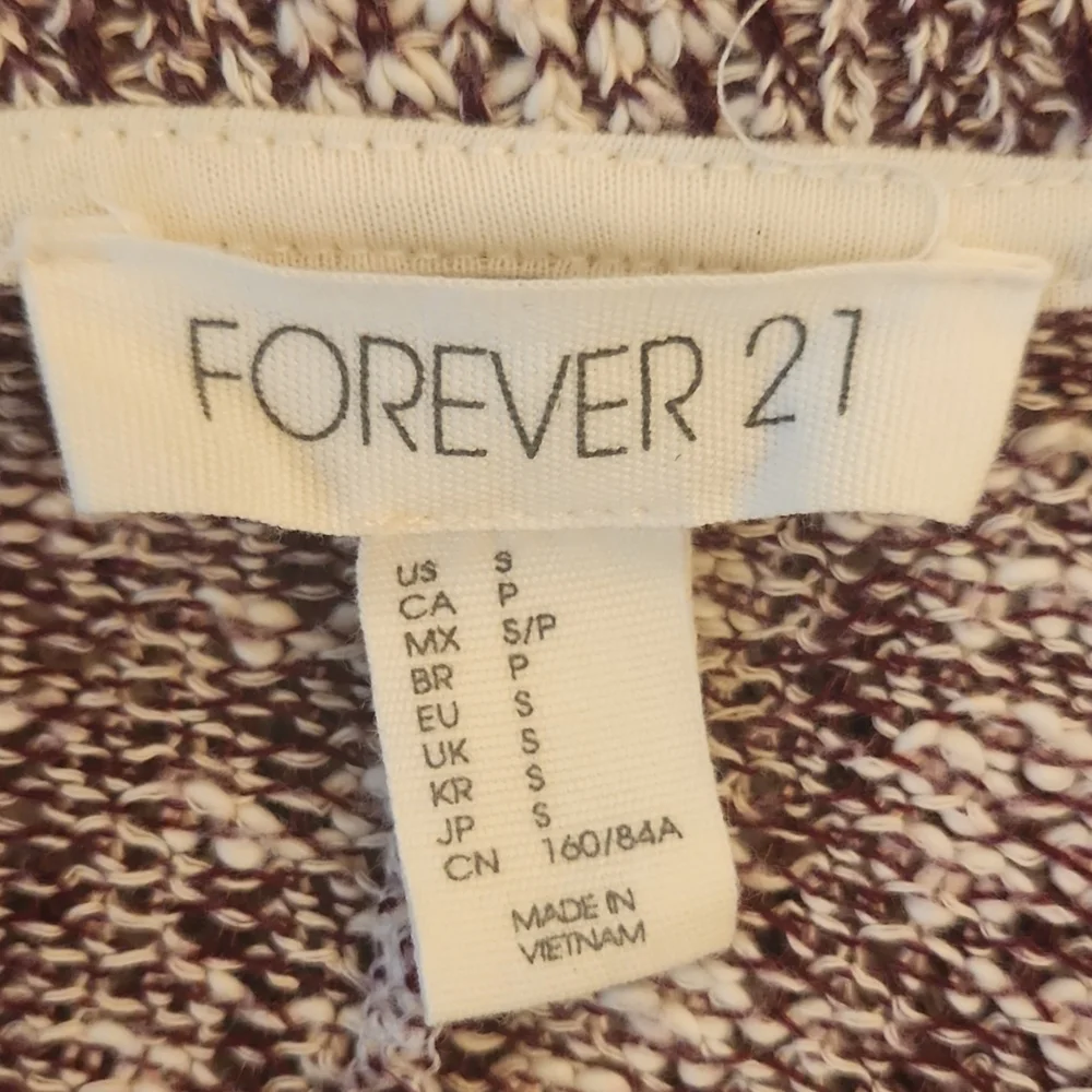 Forever 21 Women's Tan/Brown/Cream Open-Front Textured Cardigan Size S